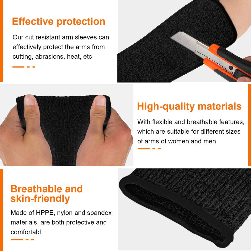 SATINIOR 5 Pairs Cut Burn Resistant Sleeves Arm Protection Sleeves Forearm Arm Protectors Thin Skin Bruising Arm Guards(Black, Gray) - Image 3